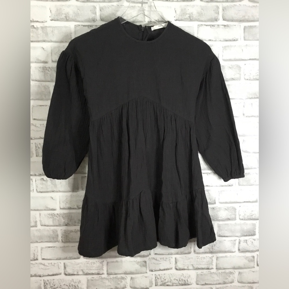 Girl’s M&S Gray Gauze Cotton Crew Neck Loose Dress Size 9-10 Years - K700